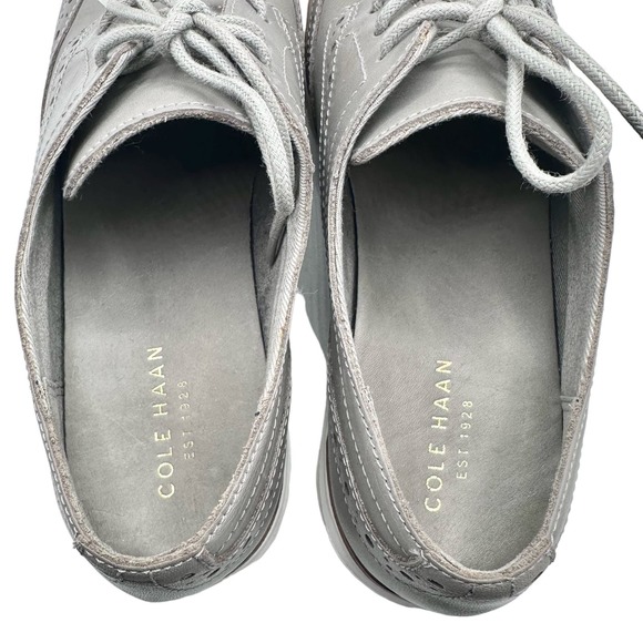 Cole Haan | Women | Grand OS Gray Leather Wingtip Oxford Shoes | Size 5.5 B - Picture 8 of 10